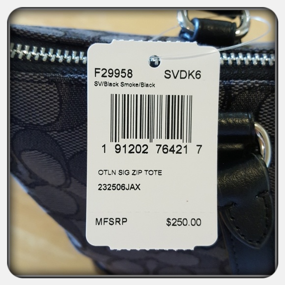 NWT Woman's Black And Grey Coach Tote - Picture 8 of 8